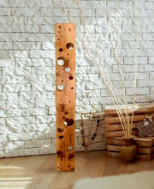Emmental - Lámpara de pie moderna de madera con diseño calado orgánico