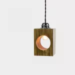 Luna - Lámpara de techo en madera artesanal con diseño cuadrado y luz central