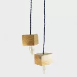 Lluvia - Lámpara de techo en madera artesanal con bombillas en forma de gota