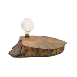 Nature - Lámpara de mesa artesanal en tronco de madera con bombilla vintage